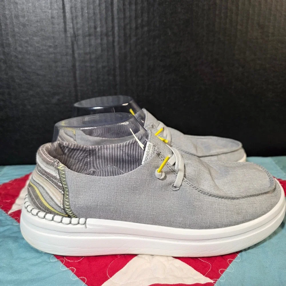 Hey Dude Wendy Rise Loafers Womens 8 Grey Platform Slip‎ On Shoes